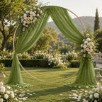 4 Panels Wedding Arch Draping Fabric Olive Green 29" X 20FT Chiffon Sheer Drapes Backdrop for Wedding Ceremony, alternate