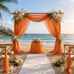 4 Panels Wedding Arch Draping Fabric Orange 29" X 20FT Sheer Chiffon Drapes Bridal Baby Shower Backdrop for, alternate view 2