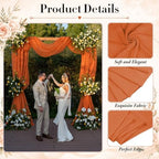4 Panels Wedding Arch Draping Fabric Orange 29" X 20FT Sheer Chiffon Drapes Bridal Baby Shower Backdrop for, alternate view 3
