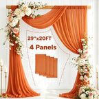 4 Panels Wedding Arch Draping Fabric Orange 29" X 20FT Sheer Chiffon Drapes Bridal Baby Shower Backdrop for, alternate view 7