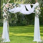 4 Panels Wedding Arch Draping Fabric White Sheer Backdrop Curtain Arch Drape for Wedding Ceremony Reception, alternate view 3