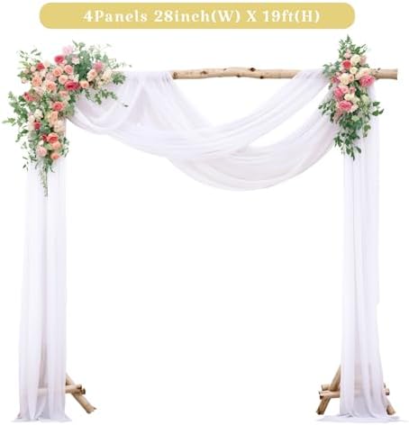 4 Panels Wedding Arch Draping Fabric White Sheer Backdrop Curtain Arch Drape for Wedding Ceremony Reception, alternate view 6