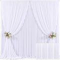 4 Panels White Backdrop Curtain for Parties Wedding Wrinkle Free White Photo Curtains Backdrop Drapes Fabric