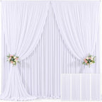 4 Panels White Backdrop Curtain for Parties Wedding Wrinkle Free White Photo Curtains Backdrop Drapes Fabric