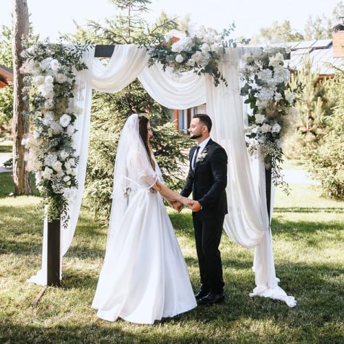 4 Panels White Wedding Arch Draping Fabric 29" X 20FT Sheer Chiffon Drapes Backdrop for Wedding Ceremony Bridal, alternate