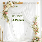 4 Panels White Wedding Arch Draping Fabric 29" X 20FT Sheer Chiffon Drapes Backdrop for Wedding Ceremony Bridal, alternate