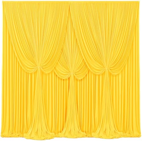 4 Panels Yellow Backdrop Curtains for Wedding Party Wrinkle Free Backdrops Curtain Drapes Fabric Decorations