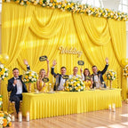 4 Panels Yellow Backdrop Curtains for Wedding Party Wrinkle Free Backdrops Curtain Drapes Fabric Decorations, alternate view