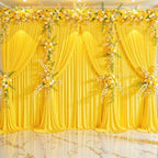 4 Panels Yellow Backdrop Curtains for Wedding Party Wrinkle Free Backdrops Curtain Drapes Fabric Decorations, alternate view