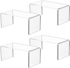 4 PC Clear Acrylic Risers, Acrylic Display Risers Shelf Showcase Fixtures for Jewelry, Display Stand for Amiibo