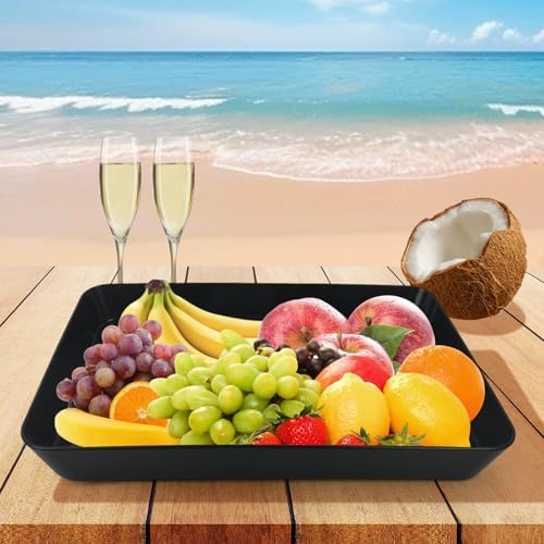 4 pcs 16" x 11" Large Serving Trays for Party Supplies, Plastic Platters for Serving Food, Unbreakable Reusable, alternate