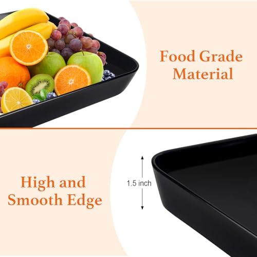 4 pcs 16" x 11" Large Serving Trays for Party Supplies, Plastic Platters for Serving Food, Unbreakable Reusable, alternate