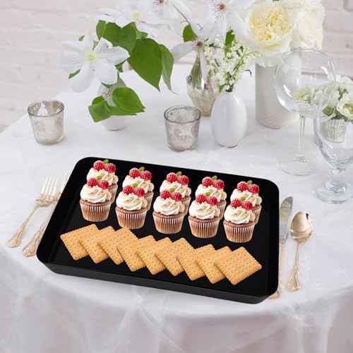 4 pcs 16" x 11" Large Serving Trays for Party Supplies, Plastic Platters for Serving Food, Unbreakable Reusable, alternate