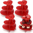 4 Pcs 3-Tier Heart Cupcake Stand Red Cupcake Stands in Red
