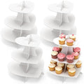 4 Pcs 3 Tier Heart Cupcake Stand White Cardboard Cupcake Stand in White