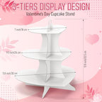 4 Pcs 3 Tier Heart Cupcake Stand White Cardboard Cupcake Stand in White, alternate view 3