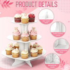 4 Pcs 3 Tier Heart Cupcake Stand White Cardboard Cupcake Stand in White, alternate view 4