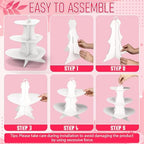 4 Pcs 3 Tier Heart Cupcake Stand White Cardboard Cupcake Stand in White, alternate view 5