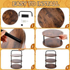 4 Pcs 3-Tier Pizza Stand Wooden Serving Tray with 3 Servers in Large in Brown, alternate view 4