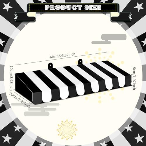 4 Pcs 3D Cardboard Awning Decor, Black and White, Striped Style, alternate view 2
