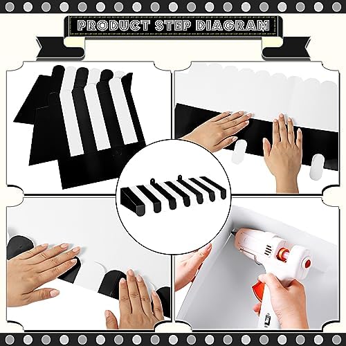 4 Pcs 3D Cardboard Awning Decor, Black and White, Striped Style, alternate view 4