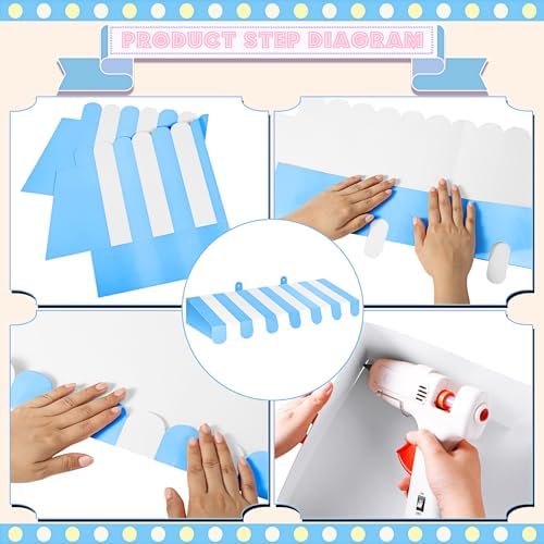 4 Pcs 3D Cardboard Awning Decor, Blue and White, Striped Style, alternate view 3