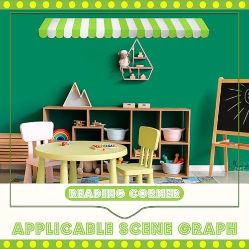 4 Pcs 3D Cardboard Awning Decor, Bright Green and White, Striped Style in Bright Green and White, alternate view 4