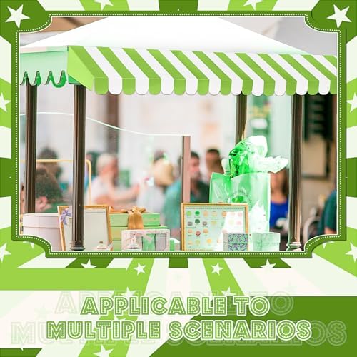 4 Pcs 3D Cardboard Awning Decor, Bright Green and White, Striped Style in Bright Green and White, alternate view 5