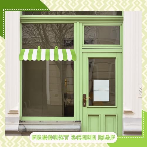 4 Pcs 3D Cardboard Awning Decor, Bright Green and White, Striped Style in Bright Green and White, alternate view 6
