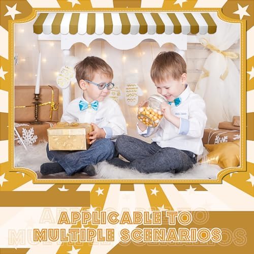 4 Pcs 3D Cardboard Awning Decor, Gold and White, Striped Style, alternate view 4