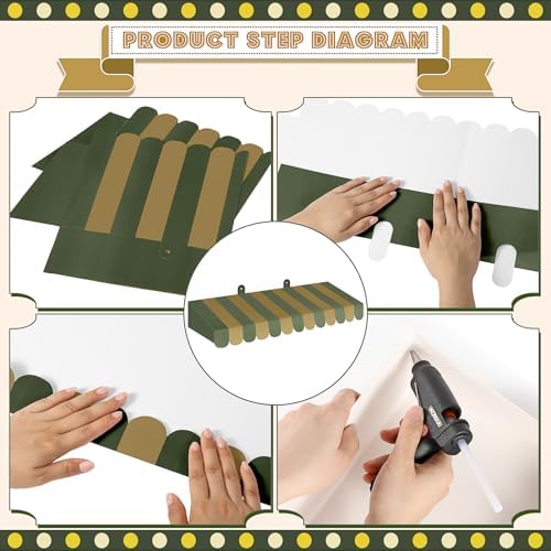 4 Pcs 3D Cardboard Awning Decor, Green Color, Striped Style, alternate view 3
