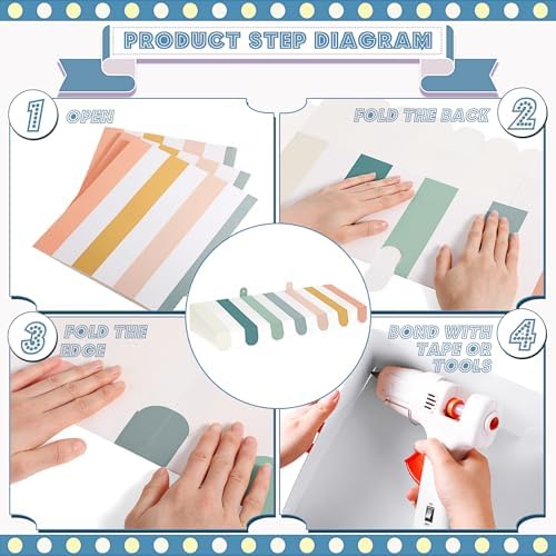 4 Pcs 3D Cardboard Awning Decor, Morandi Color, Boho Style, alternate view 2