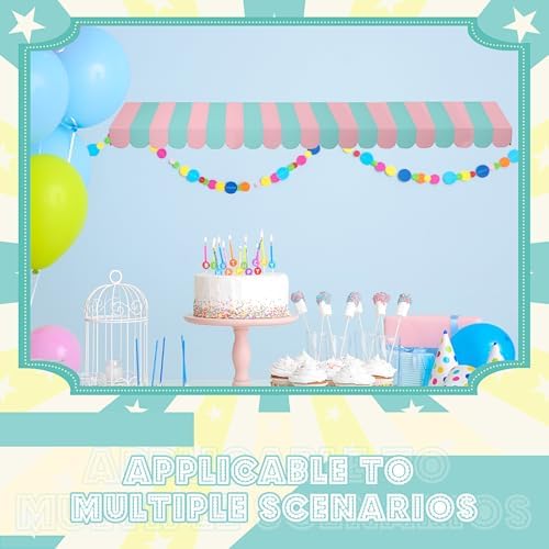 4 Pcs 3D Cardboard Awning Decor, Pink and Green, Striped Style, alternate view 4