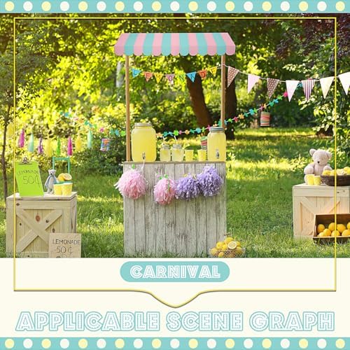 4 Pcs 3D Cardboard Awning Decor, Pink and Green, Striped Style, alternate view 5