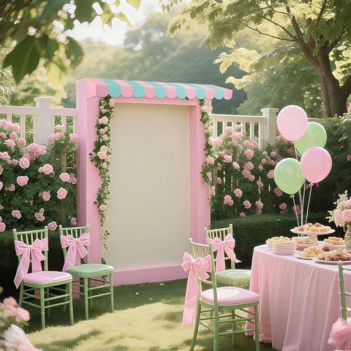 4 Pcs 3D Cardboard Awning Decor, Pink and Green, Striped Style, alternate view 6