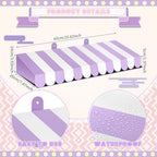 4 Pcs 3D Cardboard Awning Decor, Purple and White, Striped Style, alternate view 2