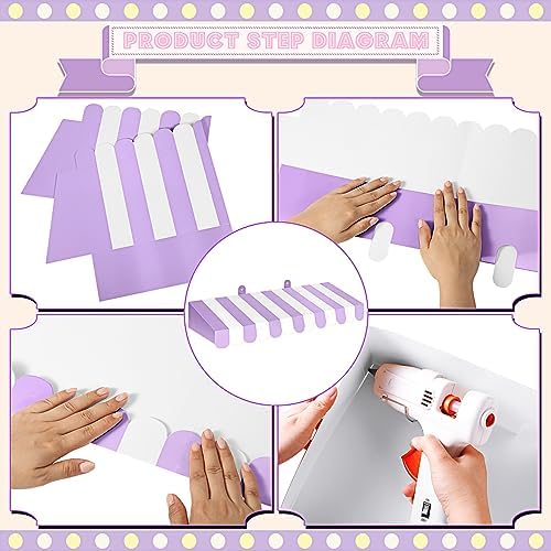 4 Pcs 3D Cardboard Awning Decor, Purple and White, Striped Style, alternate view 3