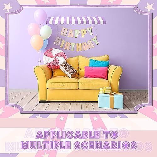 4 Pcs 3D Cardboard Awning Decor, Purple and White, Striped Style, alternate view 4