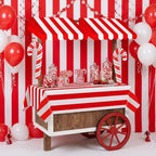 4 Pcs 3D Cardboard Awning Decor, Red and White, Striped Style, alternate view 5