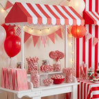 4 Pcs 3D Cardboard Awning Decor, Red and White, Striped Style, alternate view 6