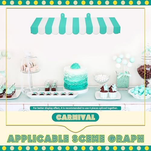 4 Pcs 3D Cardboard Awning Decor, White and Green, Striped Style, alternate view 5