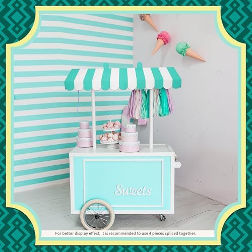 4 Pcs 3D Cardboard Awning Decor, White and Green, Striped Style, alternate view 6