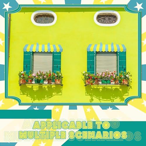 4 Pcs 3D Cardboard Awning Decor, Yellow and Green, Striped Style, alternate view 5