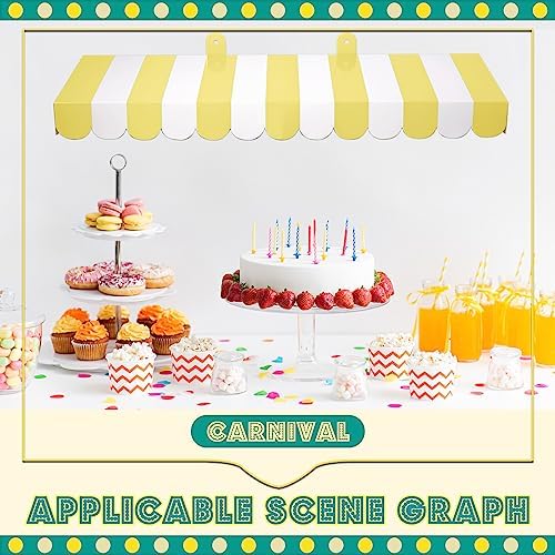 4 Pcs 3D Cardboard Awning Decor, Yellow and White, Striped Style, alternate view 5