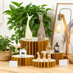 4 Pcs 4 Pcs Buffet Risers Food Display for Dessert, 4 Sizes, Gold in Gold, alternate view 2