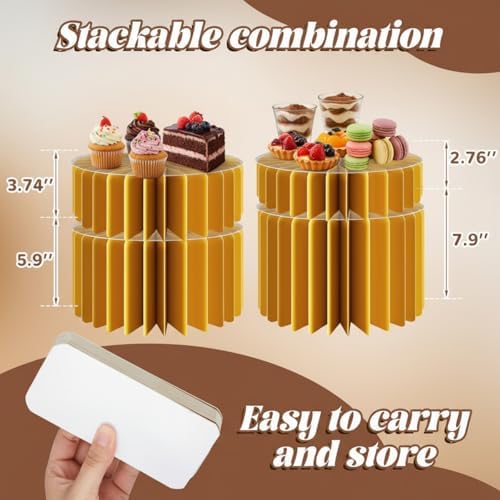 4 Pcs 4 Pcs Buffet Risers Food Display for Dessert, 4 Sizes, Gold in Gold, alternate view 4