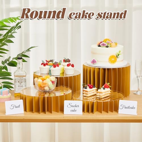 4 Pcs 4 Pcs Buffet Risers Food Display for Dessert, 4 Sizes, Gold in Gold, alternate view 5