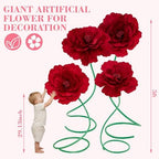 4 Pcs 5 ft Large Peony Giant Artificial Peony in Red, alternate view 2
