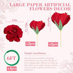 4 Pcs 5 ft Large Peony Giant Artificial Peony in Red, alternate view 4