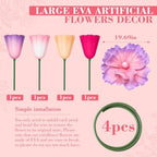 4 PCS 5ft Giant Artificial Flower for Wedding & Birthday Party in Yellow, Purple, Rose Red, Pink, alternate view 2